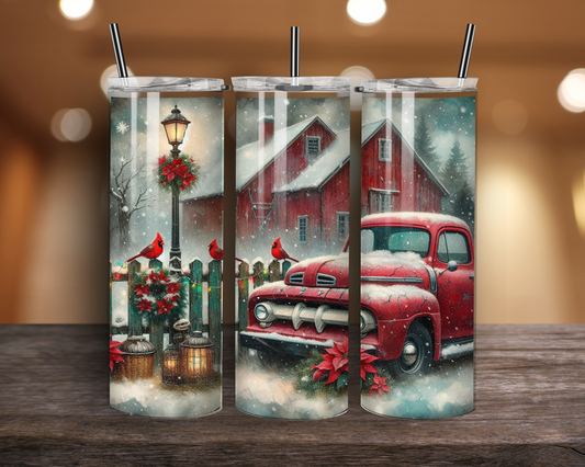 Vintage Christmas Truck Tumbler