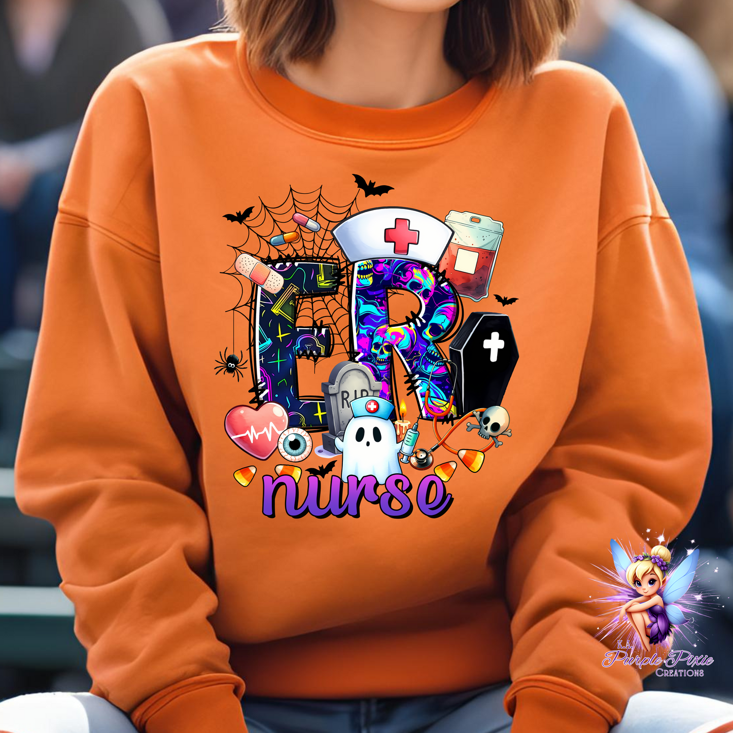 Halloween ER Nurse Sweatshirt ORANGE