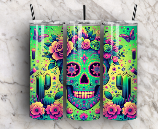 Vibrant Sugar Skull Tumbler